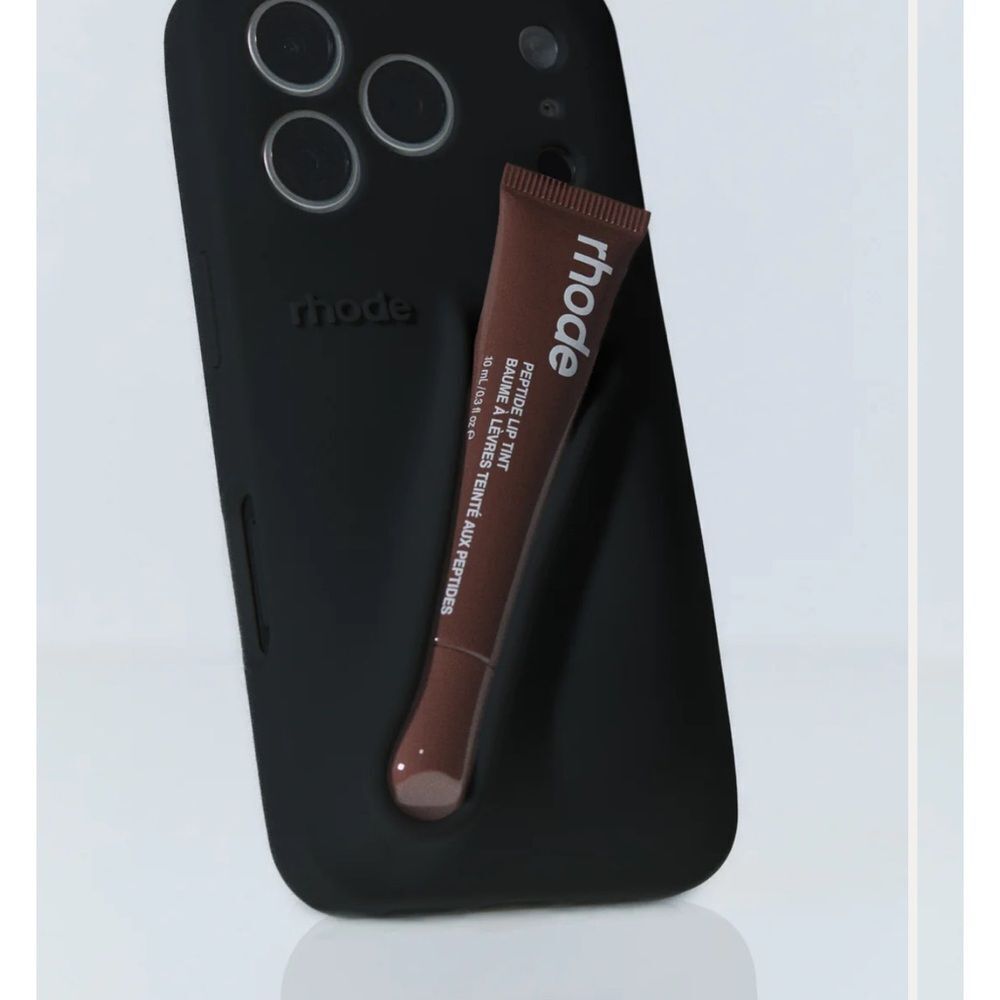 RHODE Black Phone Case with Brown Lip Tint
